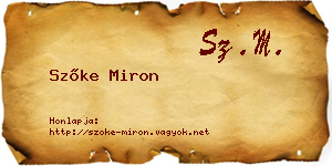 Szőke Miron névjegykártya